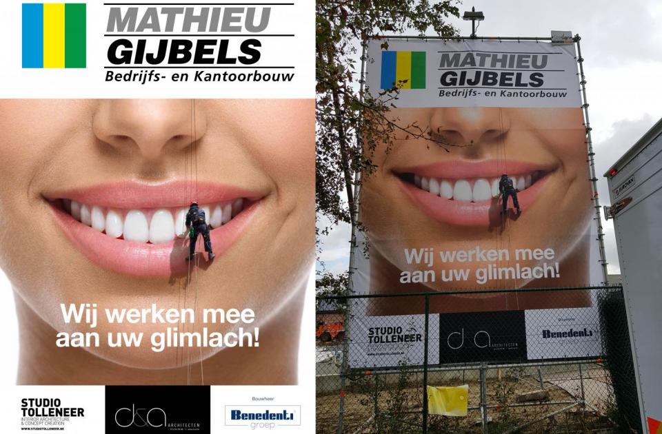 tandartsenpraktijk benedenti herentals nieuwbouw bouwbedrijf mathieu gijbels oudsbergen limburg werfreclame publiciteit