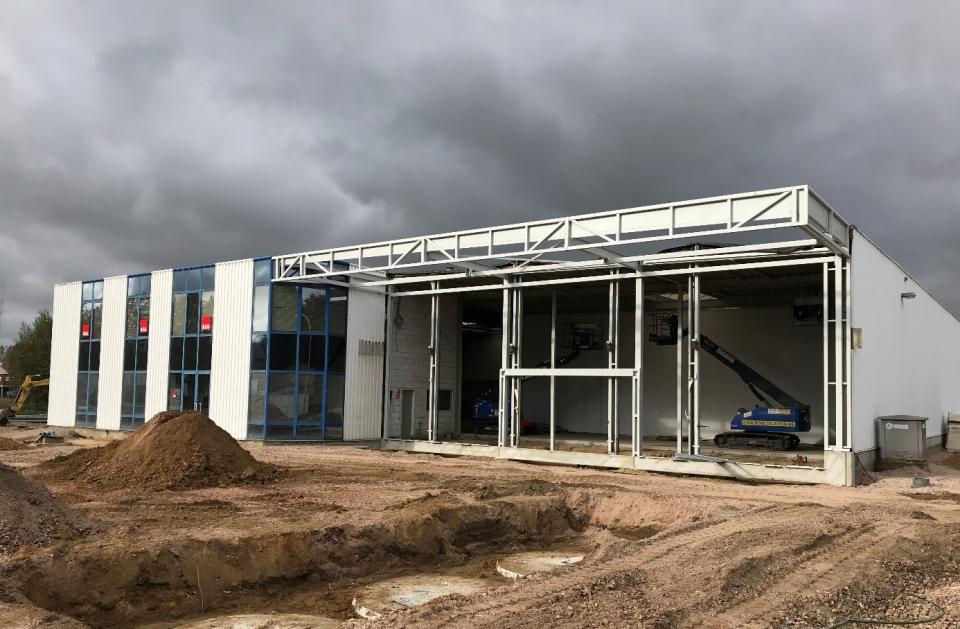 Gedimat Bridts verhuisd naar nieuw pand gebouw door Mathieu Gijbels werven werken in uitvoering