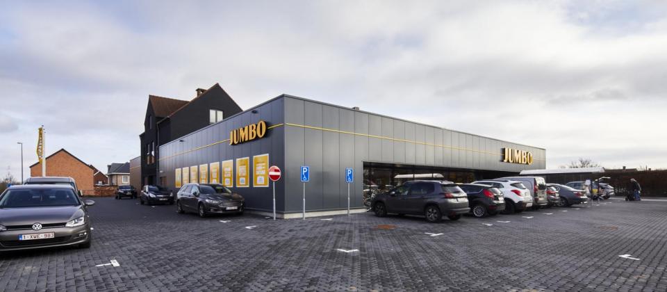 Jumbo, Sint-Lambrechts-Herk, Sint-Truidersteenweg, Renovatie, Uitbreiding, supermarkt, Mathieu Gijbels